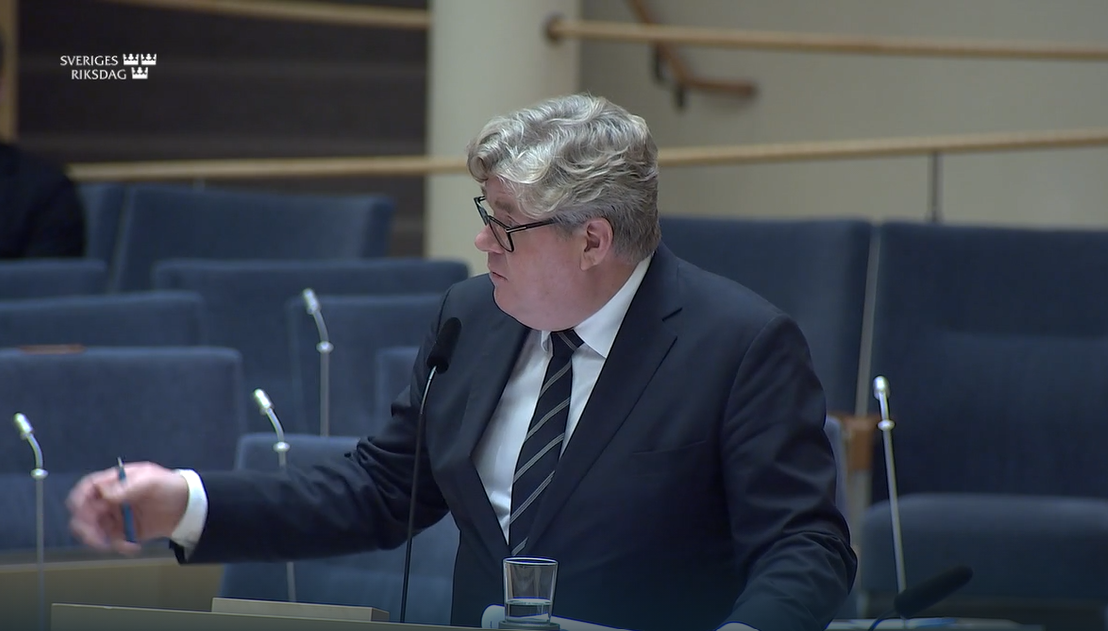 Gunnar Strömmer i Riksdagens interpellationsdebatt